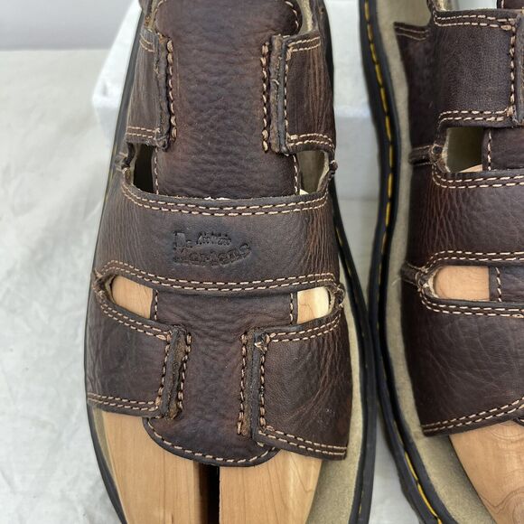 Dr. Martens Men Sz 11 Vtg Y2K Brown AirWare Chunky Fisherman Leather Sandals EUC - Picture 5 of 12